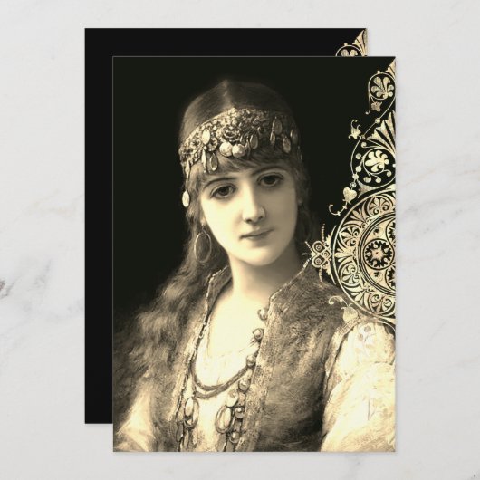 Bellydancer hafla boho zigeuner bruiloft kaart (Voorkant / Achterkant)