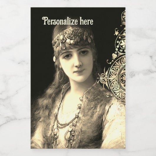 Bellydancer hafla boho zigeuner bruiloft wijn etiket (Enkel label)