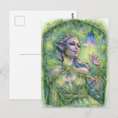 Bellz Briefkaart Fae Elf Green Forest Flower Fanta (Voorkant / Achterkant)