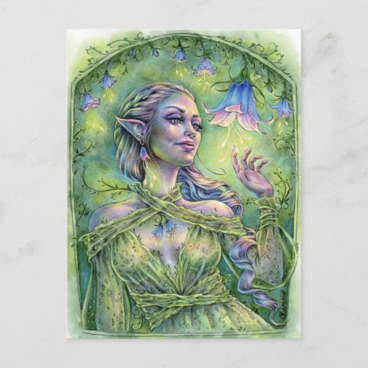 Bellz Briefkaart Fae Elf Green Forest Flower Fanta (Voorkant)