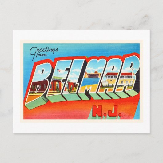 Belmar New Jersey NJ Old Vintage Travel Briefkaart (Voorkant)
