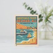 Belmar NJ Jersey Shore Retro Briefkaart (Staand voorkant)
