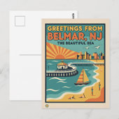 Belmar NJ Jersey Shore Retro Briefkaart (Voorkant / Achterkant)
