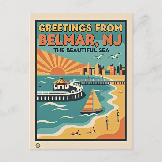 Belmar NJ Jersey Shore Retro Briefkaart (Voorkant)