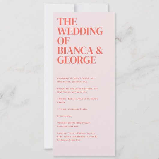 Belmont Digital Wedding Ceremony Programma (Voorkant)