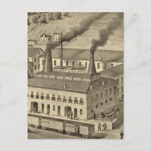 Belmont Glass Works, Bellaire, Ohio Briefkaart (Voorkant)