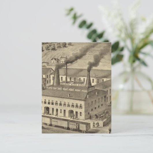 Belmont Glass Works, Bellaire, Ohio Briefkaart (Staand voorkant)