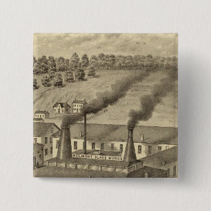 Belmont Glass Works, Bellaire, Ohio Vierkante Button 5,1 Cm