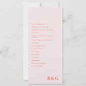 Belmont huwelijksceremonie programma (Achterkant)