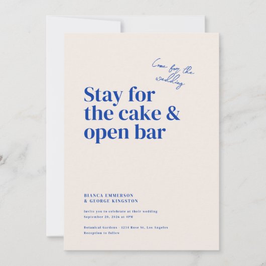 Belmont Typografie Bruiloft Kaart (Voorkant)