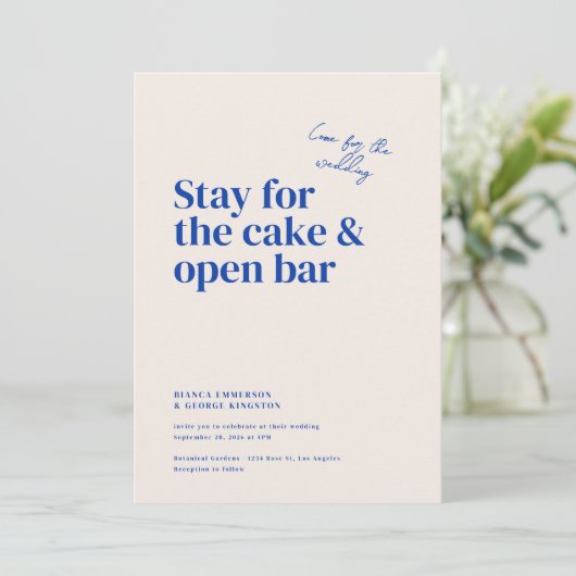 Belmont Typografie Bruiloft Kaart (Staand voorkant)