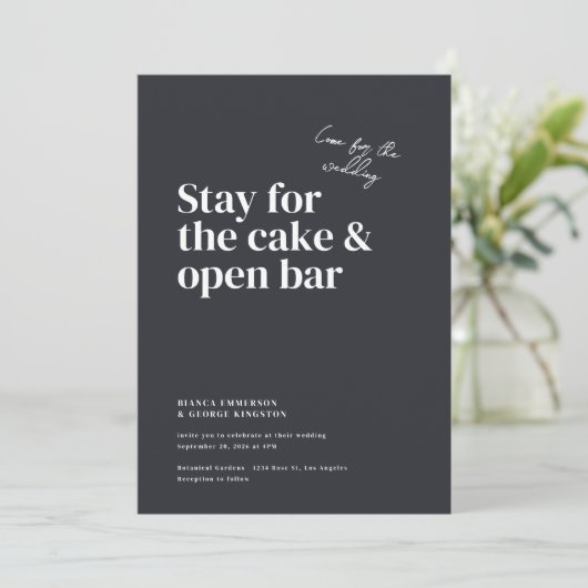 Belmont Typografie Bruiloft Kaart (Staand voorkant)