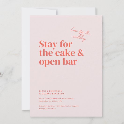 Belmont Typografie Bruiloft Kaart (Voorkant)