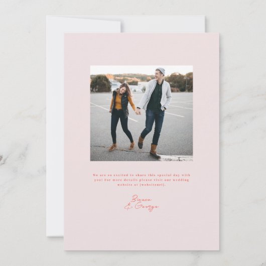 Belmont Typografie Bruiloft Kaart (Achterkant)