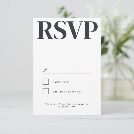 Belmont Typografie Bruiloft RSVP Kaartje (Staand voorkant)