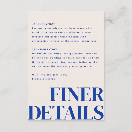 Belmont verticale bruiloft informatiekaartje (Voorkant)