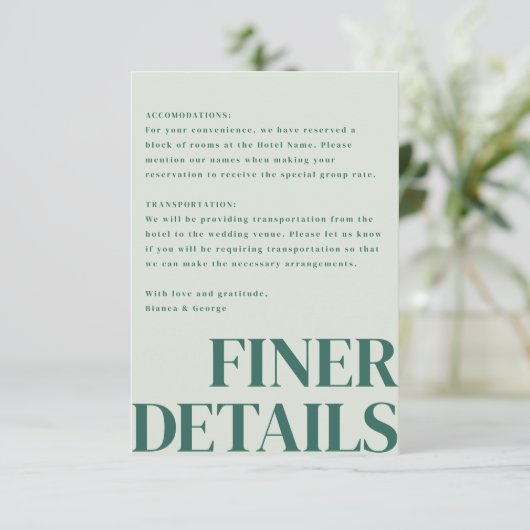 Belmont verticale bruiloft informatiekaartje (Staand voorkant)