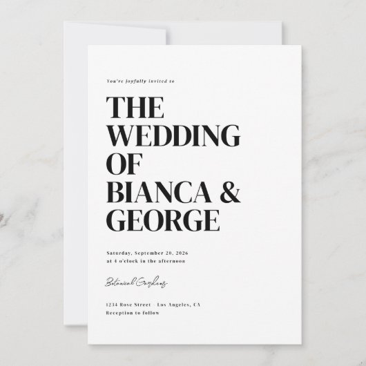 Belmont verticale bruiloft kaart (Voorkant)