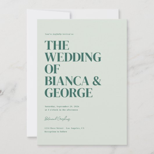 Belmont verticale bruiloft kaart (Voorkant)