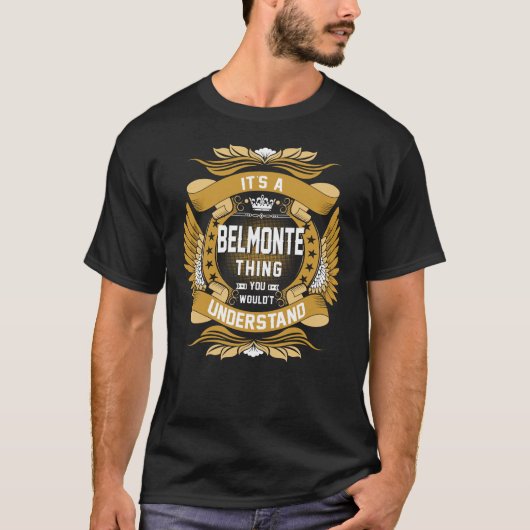 BELMONTE Naam, BELMONTE familienaam crest T-shirt (Voorkant)