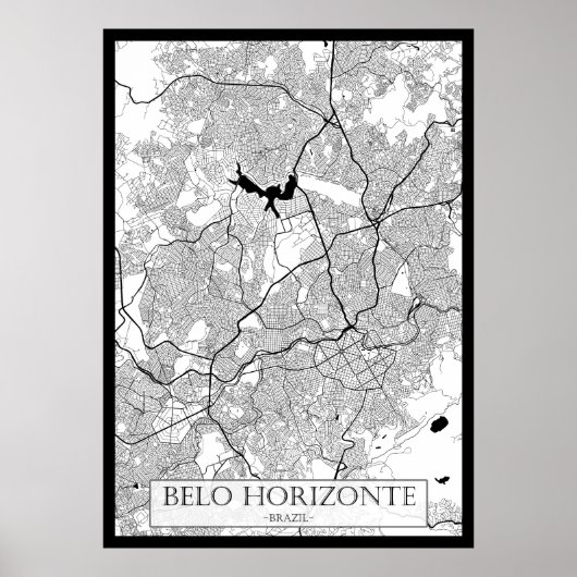 Belo Horizonte Brazil Map Poster (Voorkant)