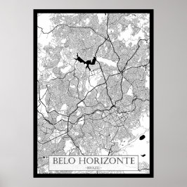 Belo Horizonte Brazilië Kaart Poster