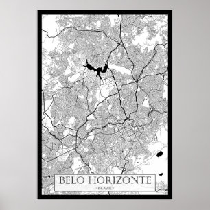 Belo Horizonte Brazilië Kaart Poster