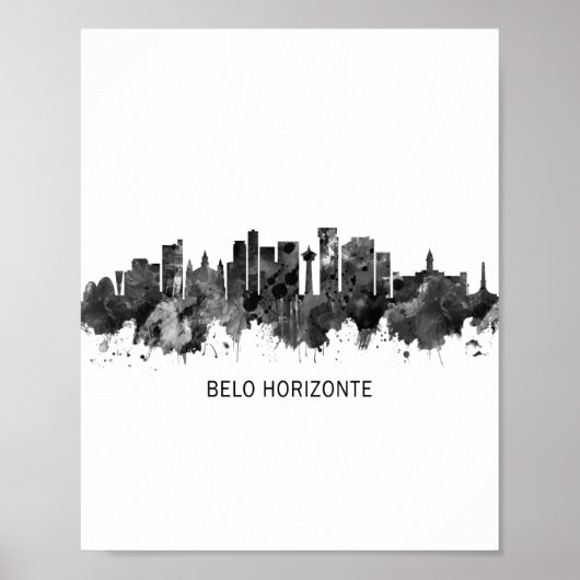 Belo Horizonte Brazilië Skyline BW Poster (Voorkant)