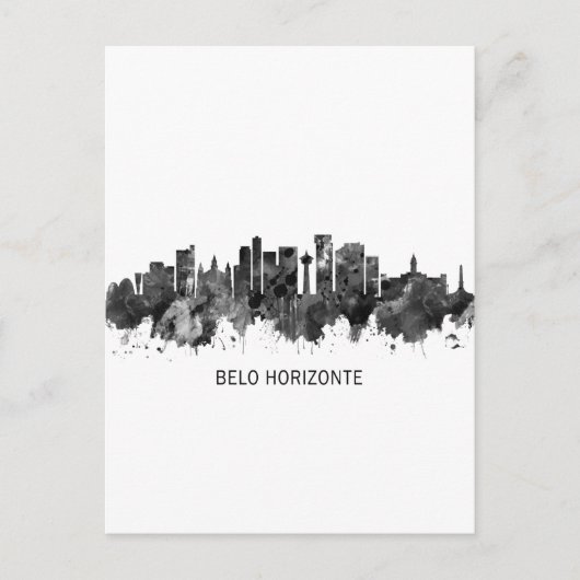 Belo Horizonte Brazilië Skyline BW Uitnodiging Briefkaart (Voorkant)