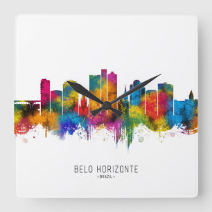 Belo Horizonte Brazilië Skyline Vierkante Klok