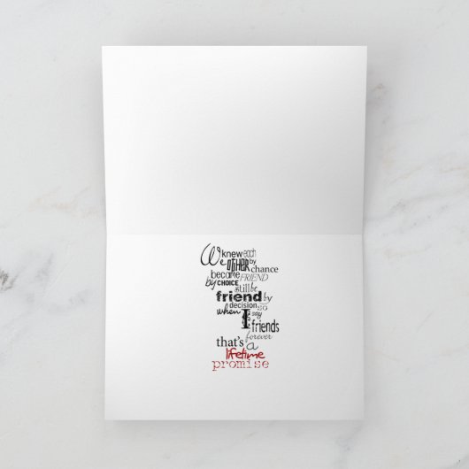 *BELOFTE* EN EEN *WENS* AAN BESTE VRIEND OP VERJAA KAART (Binnen)
