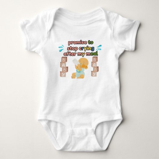 Belofte om te stoppen met huilen Witte Baby Body Romper (Voorkant)