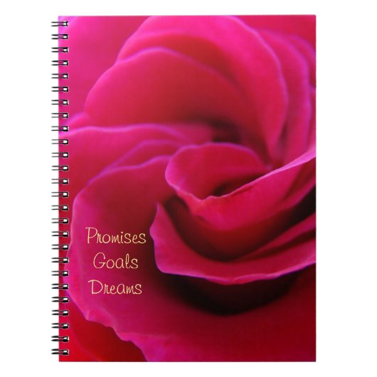 Beloften Doelen Dromen Notebook Roze Roos Bloem Notitieboek (Voorkant)