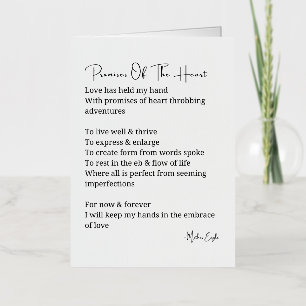 Beloften van het hart liefdesgedicht folie wenskaart
