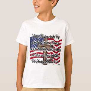 Beloftenis van trouw met de Amerikaanse vlag en kr T-shirt