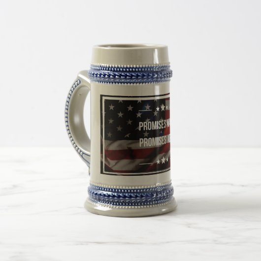 Beloftes gemaakt Beloftes Behouden Bier Stein Bierpul (Voorkant links)
