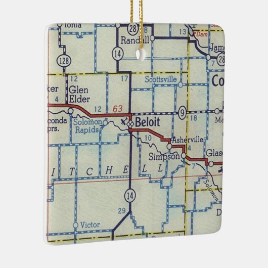 Beloit KS  kaart Keramisch Ornament (Rechts)