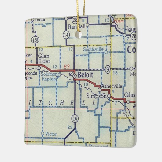 Beloit KS  kaart Keramisch Ornament (Links)