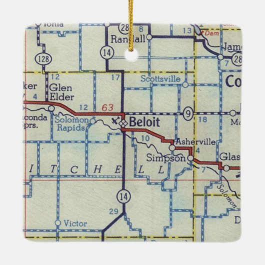 Beloit KS  kaart Keramisch Ornament (Achterkant)