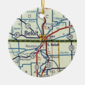 Beloit WI Map Keramisch Ornament (Voorkant)