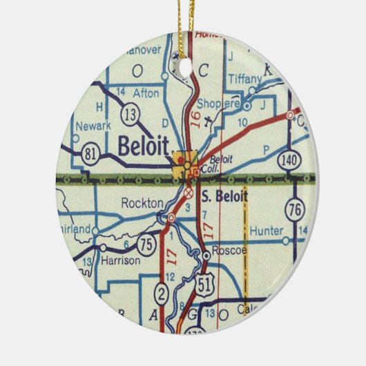 Beloit WI  Map Keramisch Ornament (Links)