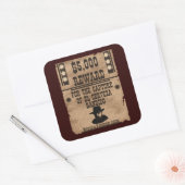 Beloning van vijfduizend dollar vierkante sticker (Envelop)