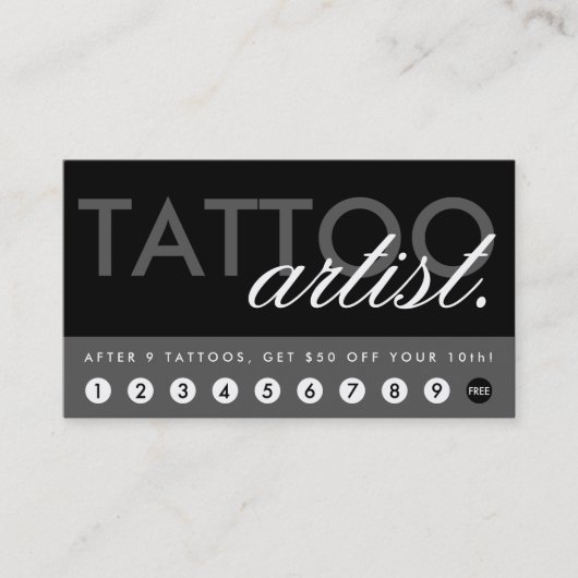 beloningsprogramma voor tatoeëerder klantenkaartje (Voorkant)
