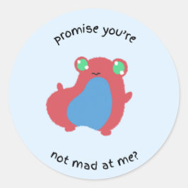 Beloof je dat je niet boos op me bent? ronde sticker
