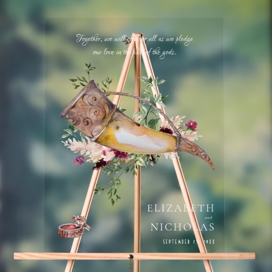 Beloof onze liefde | Welkom Elegant Viking Wedding Acryl Bord (Neutraal)