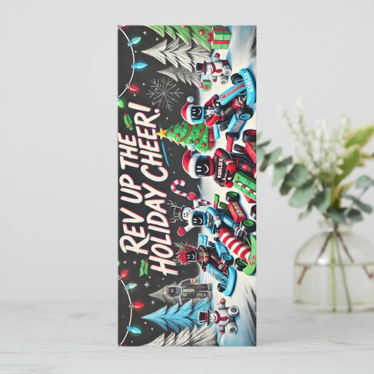 Beloon de juichende sfeer! Cool Racing Christmas K Feestdagenkaart (Staand voorkant)