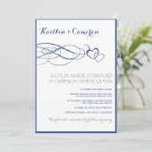 Belove (Horizon Blue & Silve) huwelijksuitnodiging Kaart (Staand voorkant)