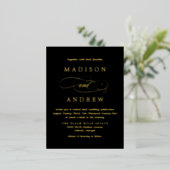 Beloved Black and Gold Wedding Folie Uitnodiging Briefkaart (Staand Voorkant)