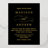 Beloved Black and Gold Wedding Folie Uitnodiging Briefkaart (Voorkant)