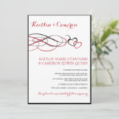 Beloved (Black & Red) Wedding-uitnodigingen Kaart (Staand voorkant)